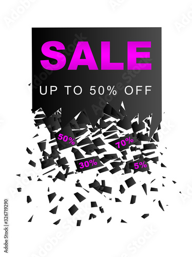 Black Friday Sale Banner With Explosive Effect. Vector Background