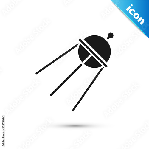Grey Satellite icon isolated on white background. Vector Illustration