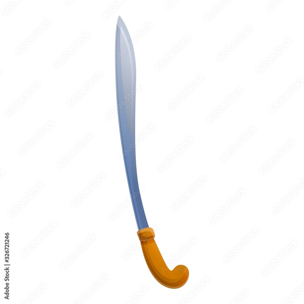 Turkish sword icon. Cartoon of turkish sword vector icon for web design isolated on white background Turkish sword icon. Cartoon of turkish sword vector icon for web design isolated on white background