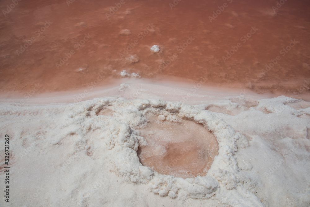 Fototapeta premium Pink salt lake in Torrevieja. Province of Alicante, Spain