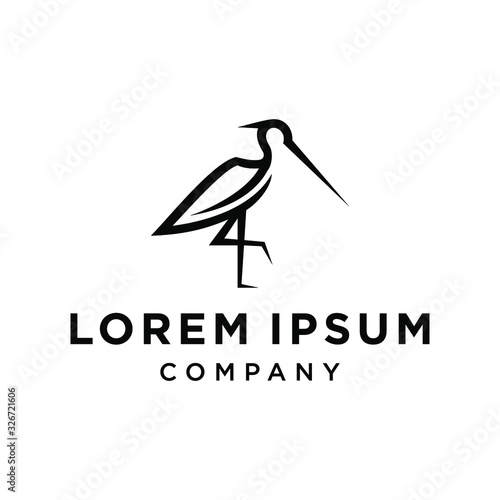 heron pelican stork vector logo lineart line outline monoline icon design stock gulf bird coast beach illustration abstract