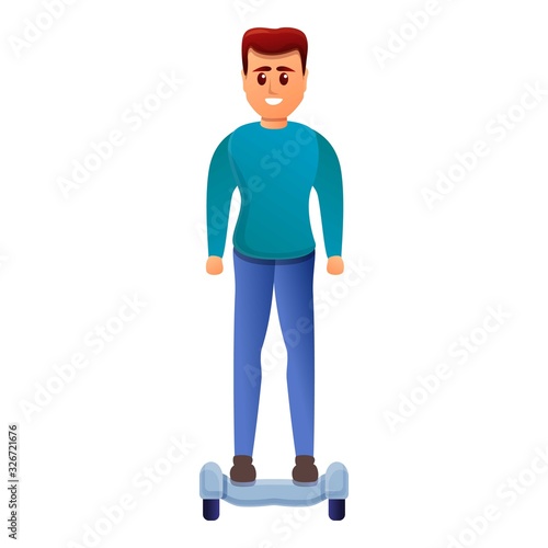 Adolescent on gyroscooter icon. Cartoon of adolescent on gyroscooter vector icon for web design isolated on white background