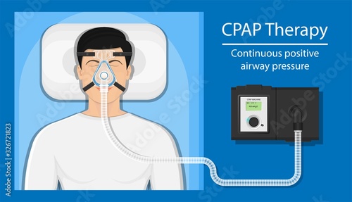 Continuous positive airway pressure (CPAP) therapy treatment obstructive sleep apnea hose mask nosepiece treat photo