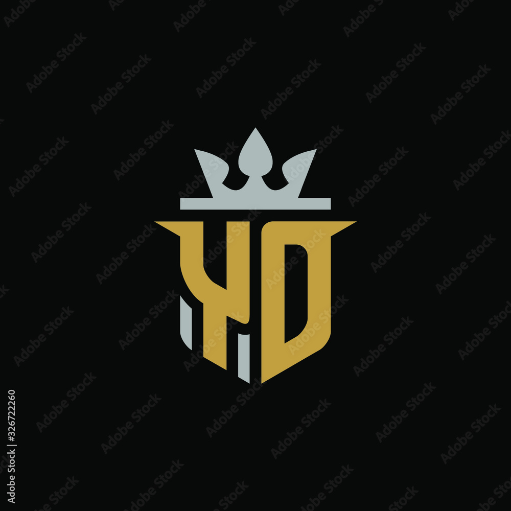 Initial Letter YD with Shield King Logo Design Initial Letter YD with Shield King Logo Design
