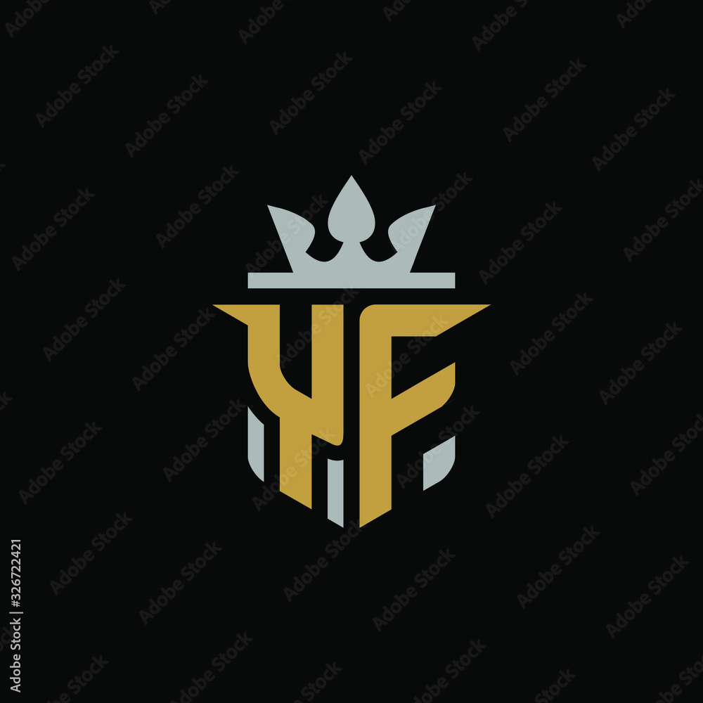 Initial Letter YF with Shield King Logo Design Initial Letter YF with Shield King Logo Design