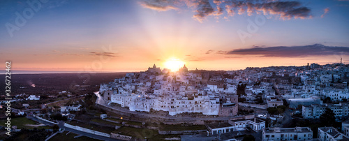 Ostuni (The White Town) aerial Panorama at Sunrise - Puglia - Italy