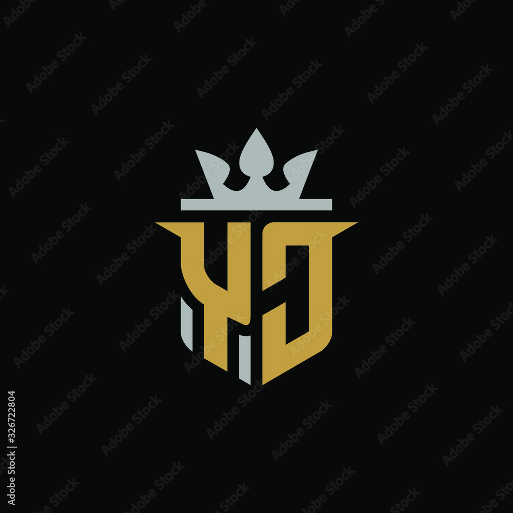 Initial Letter YJ with Shield King Logo Design Initial Letter YJ with Shield King Logo Design