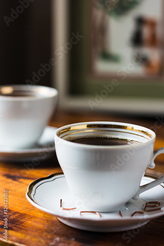 cup of coffee on a table