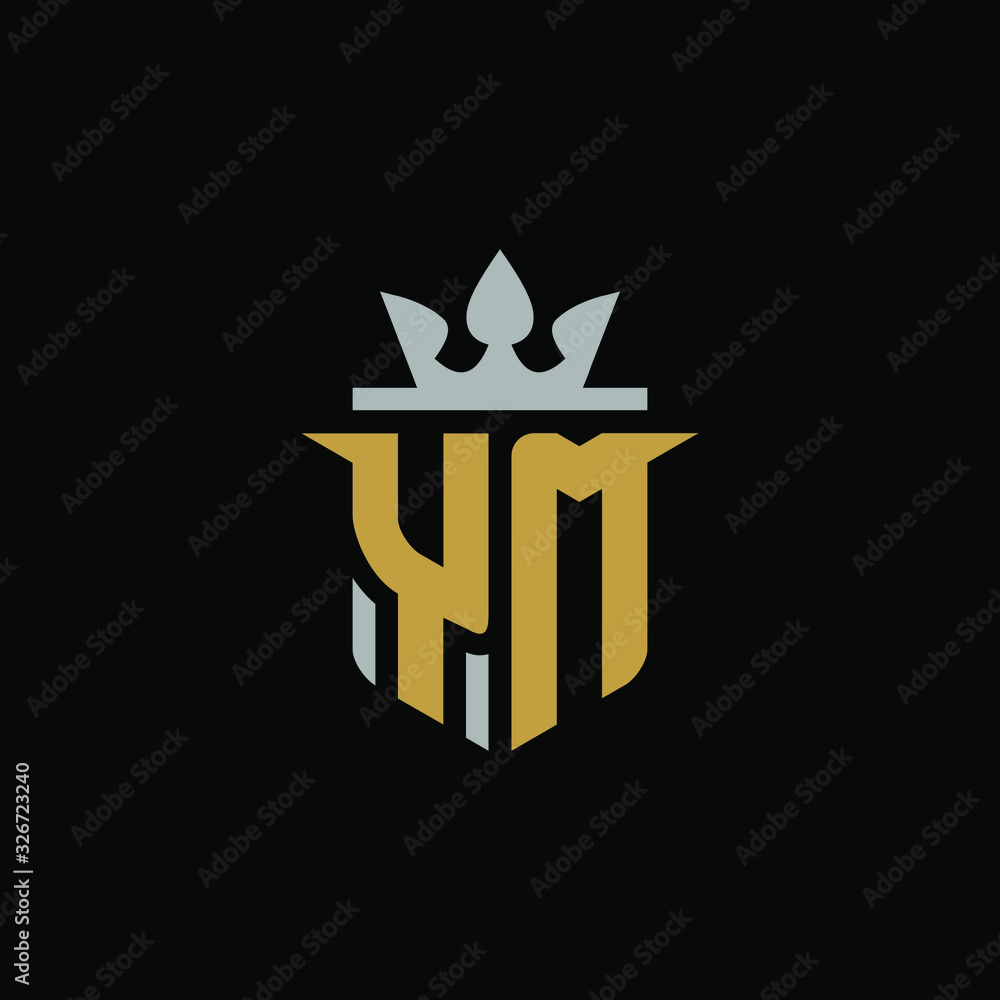 Initial Letter YM with Shield King Logo Design Initial Letter YM with Shield King Logo Design