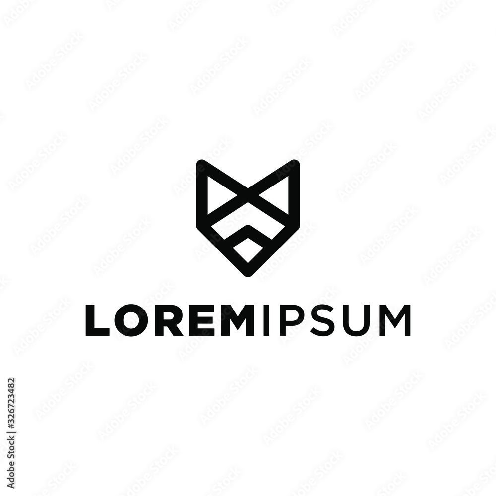 Fototapeta premium geometric fox head logo icon isolated on white background vintage vector design element illustration in trendy linear line minimal style