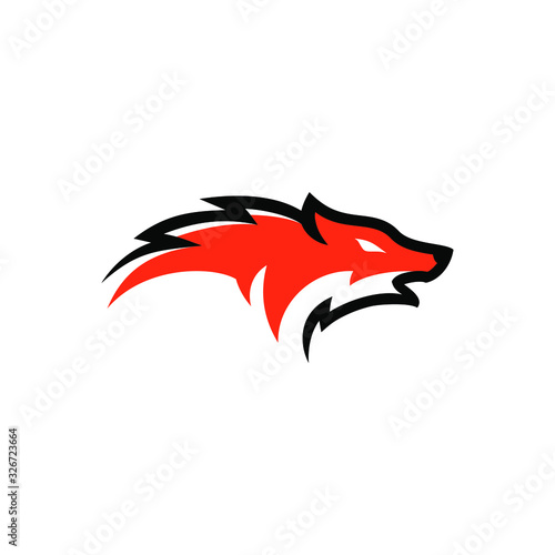 aggresive attack howling beast wolf fox mascot logo icon vector line outline art template design suitable for modern esport sport gaming team 