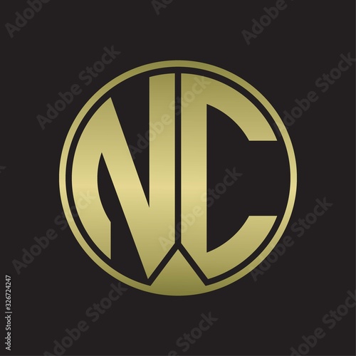 NC Logo monogram circle with piece ribbon style on gold colors