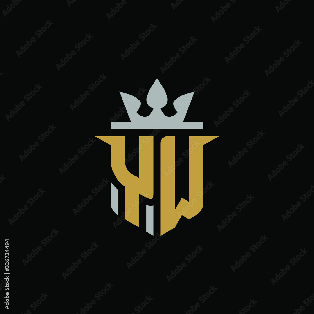 Initial Letter YW with Shield King Logo Design Initial Letter YW with Shield King Logo Design