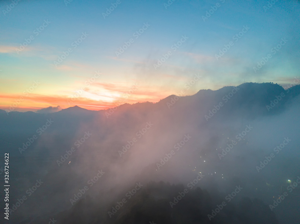 aerial view of mountain with beautiful scenery. aerial view of mountain with beautiful scenery.