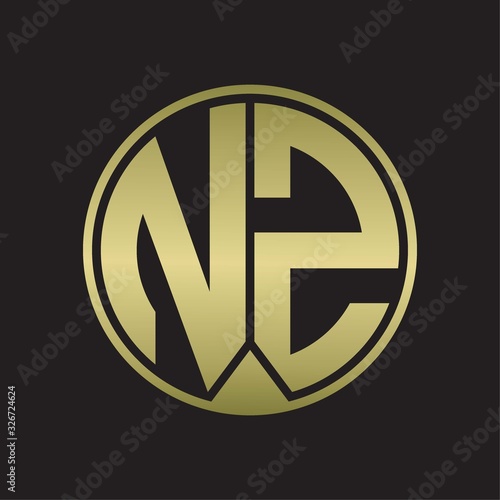 NZ Logo monogram circle with piece ribbon style on gold colors