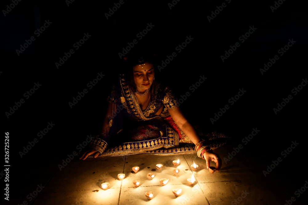 Young and beautiful Indian Gujarati woman in Indian traditional dress