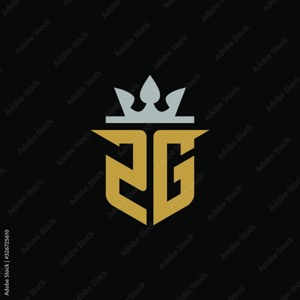 Initial Letter ZG with Shield King Logo Design Initial Letter ZG with Shield King Logo Design