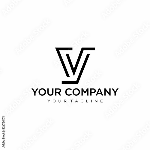 Free Download Clean and geometric line logo design of letter V with white background - EPS10 - Vector. - GFXLoad