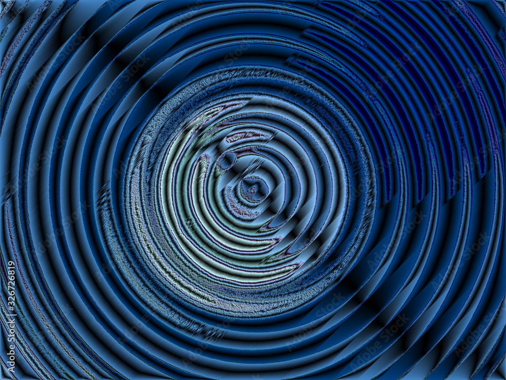 Obraz premium Grungy bright cover with circle of light sound energy. Colorful blue kaleidoscope. Decorative fantasy backdrop in dark and light tones. Cool stylish contemporary art. Trendy abstract web design