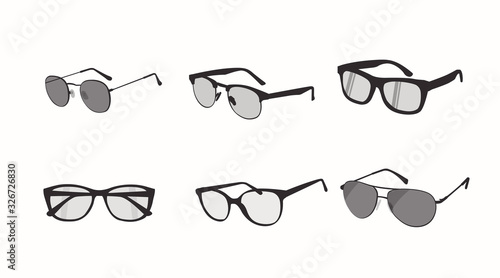 Vector isolated Black and White Glasses Set