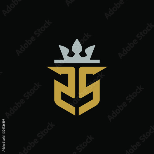 Initial Letter ZS with Shield King Logo Design