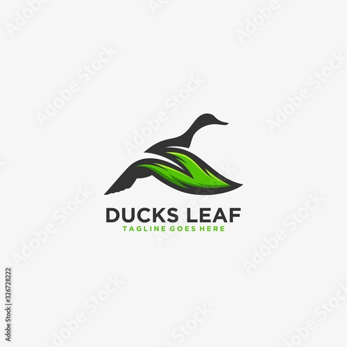 Vector Logo Illustration Duck Flying Line Art Style