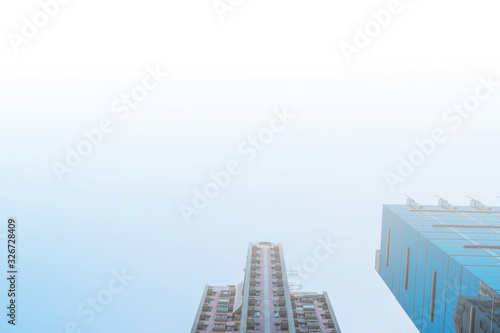 Hong Kong Building Background Live sky in the morning  top corner image.