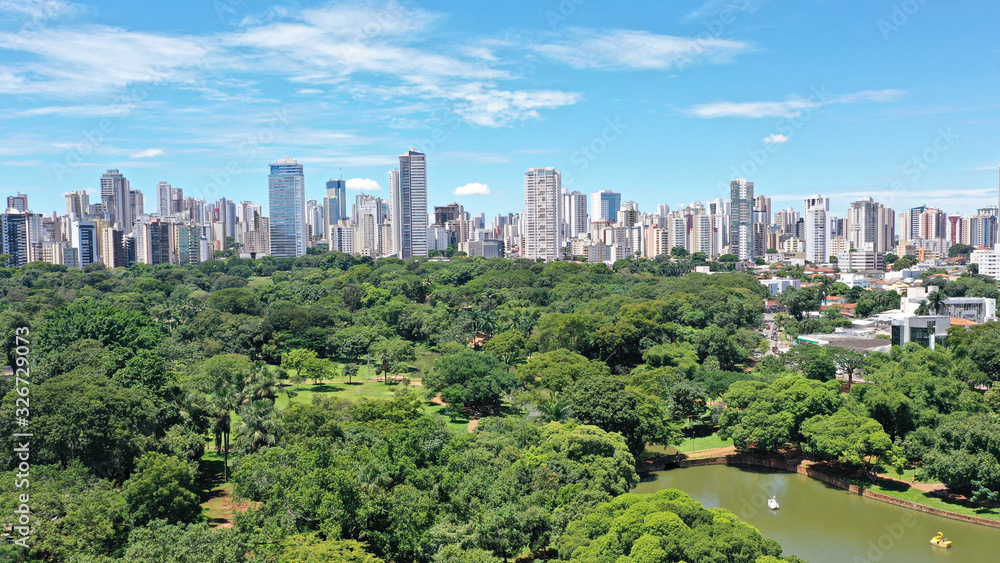 Aerial view of a tropical forest in Goiania city, Goias State, Brazil 