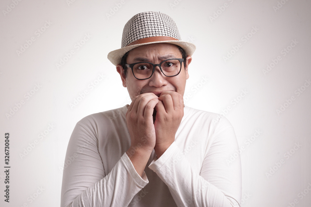 Young Man Nervous Afraid or Worried of Something Young Man Nervous Afraid or Worried of Something