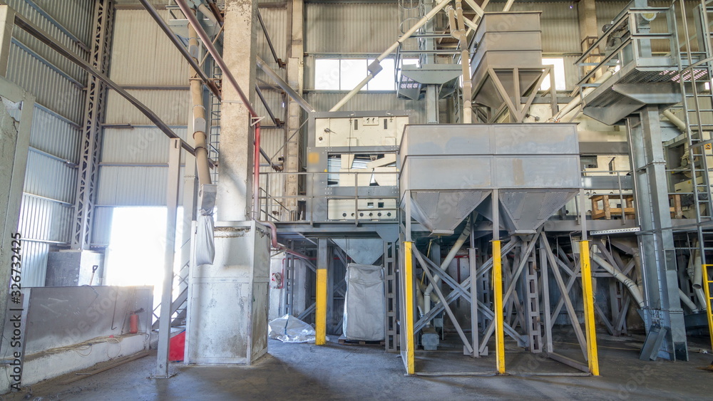 Electrical mill machinery and elevator for the production of seeds timelapse . Grain equipment. Electrical mill machinery and elevator for the production of seeds timelapse . Grain equipment.