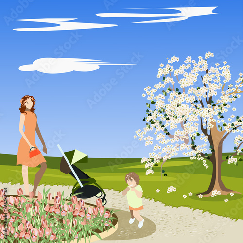 may outdoors with family and children