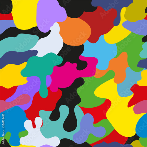 Bright camouflage seamless pattern. Modern print. Colorful vector illustration.