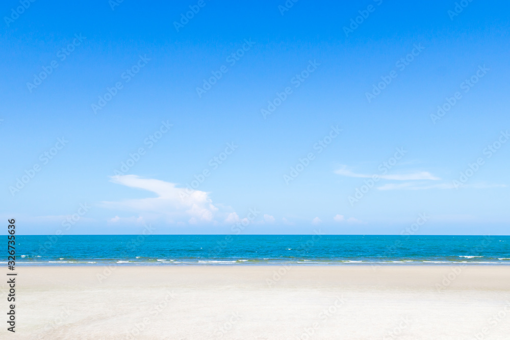 Tropical beach with white sand and blue sky, huahin thailand