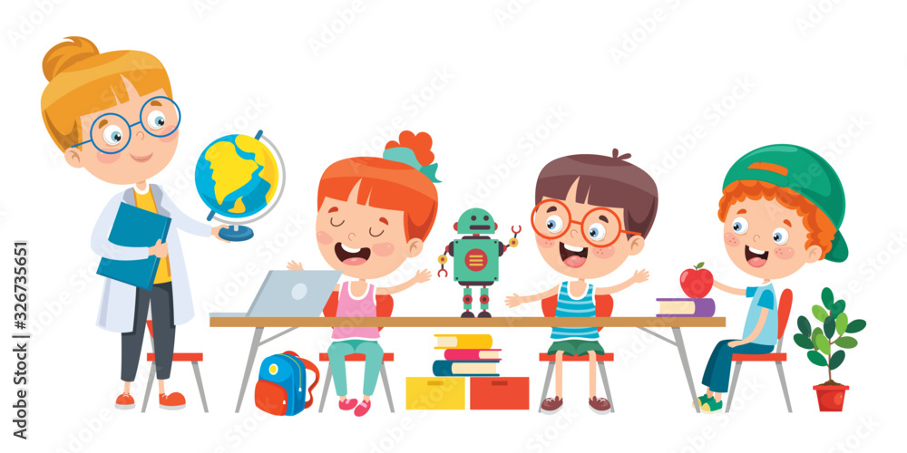 Fototapeta premium Little Children Studying At Classroom