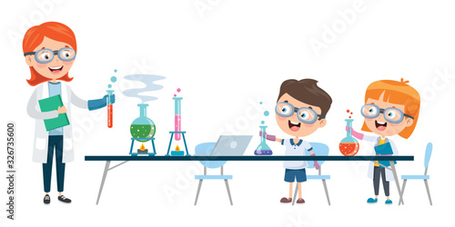 Little Children Studying Chemisty Class