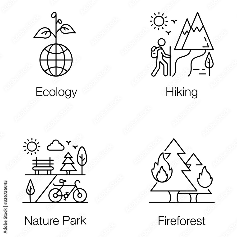 Fototapeta premium Nature and Landscape Line Icons Pack