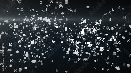 Bright social network signs in black background