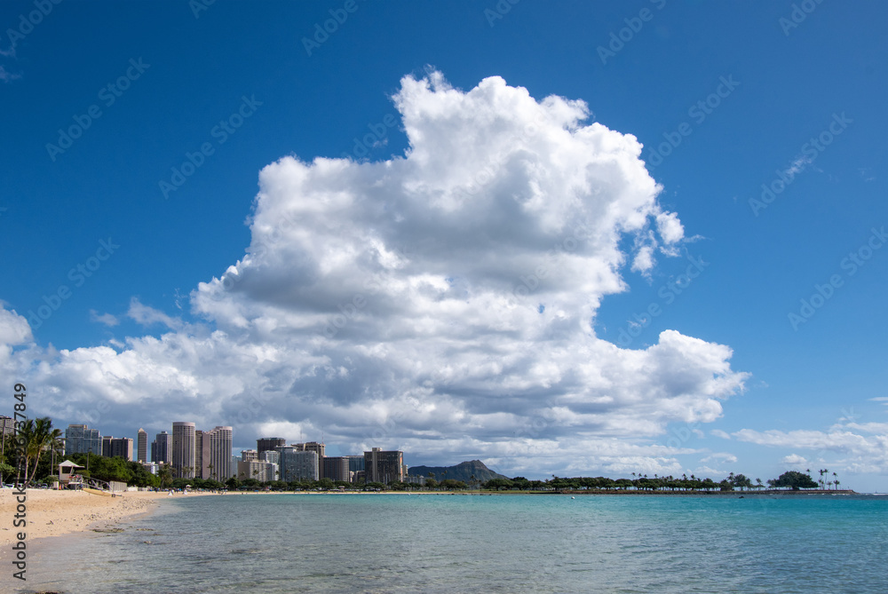Ala Moana beach with Waikiki in the background Oahu Hawaii