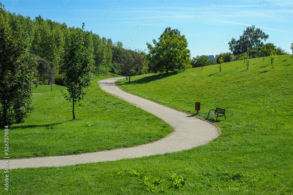 Winding pathway in the city park