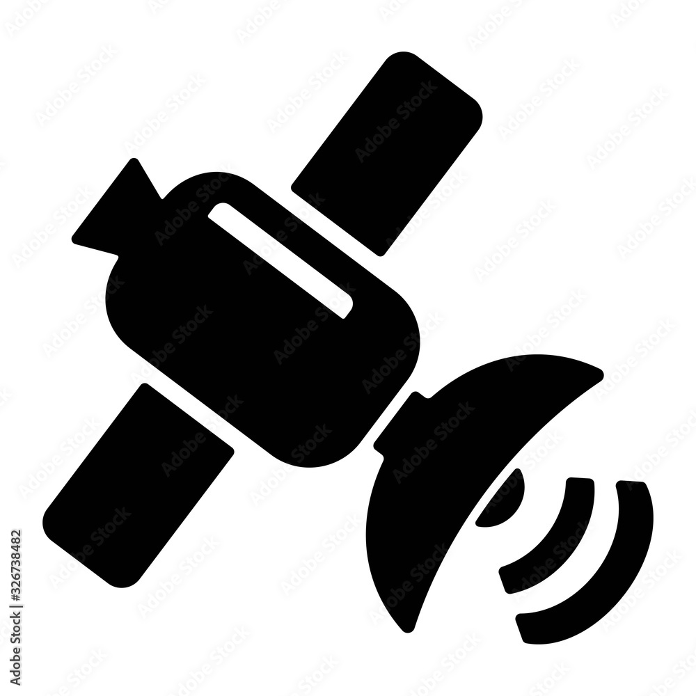 Satellite icon in line style. Wireless broadcast sattelite in orbit illustration. Satellite icon in line style. Wireless broadcast sattelite in orbit illustration.