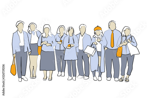 crowd of people illustration,  vector set 