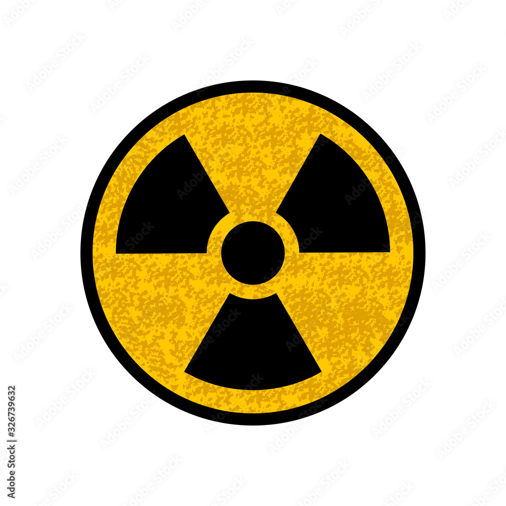 Nuclear sign of yellow color with black edging, warning of death. Icon isolated on a white background. Nuclear sign of yellow color with black edging, warning of death. Icon isolated on a white background.