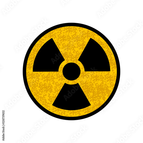 Nuclear sign of yellow color with black edging, warning of death. Icon isolated on a white background.