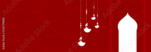 Happy Diwali on red background.