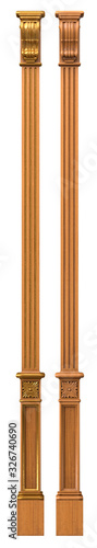 Foto Classical pilasters made of wood with veneer and elements of gold and patina for