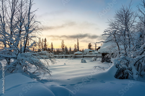  Beautiful winter Russian village.