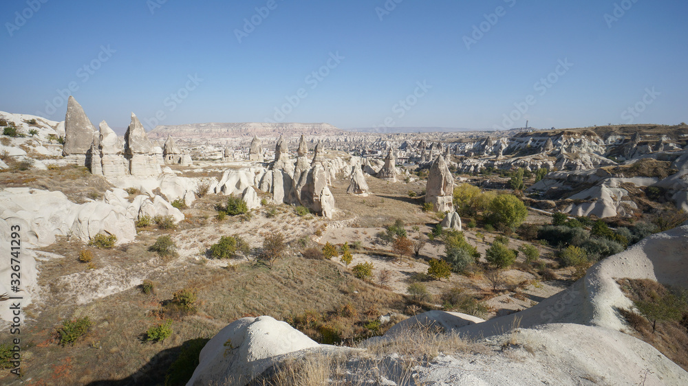 Rocky landscape in Cappadocia, Turkey.