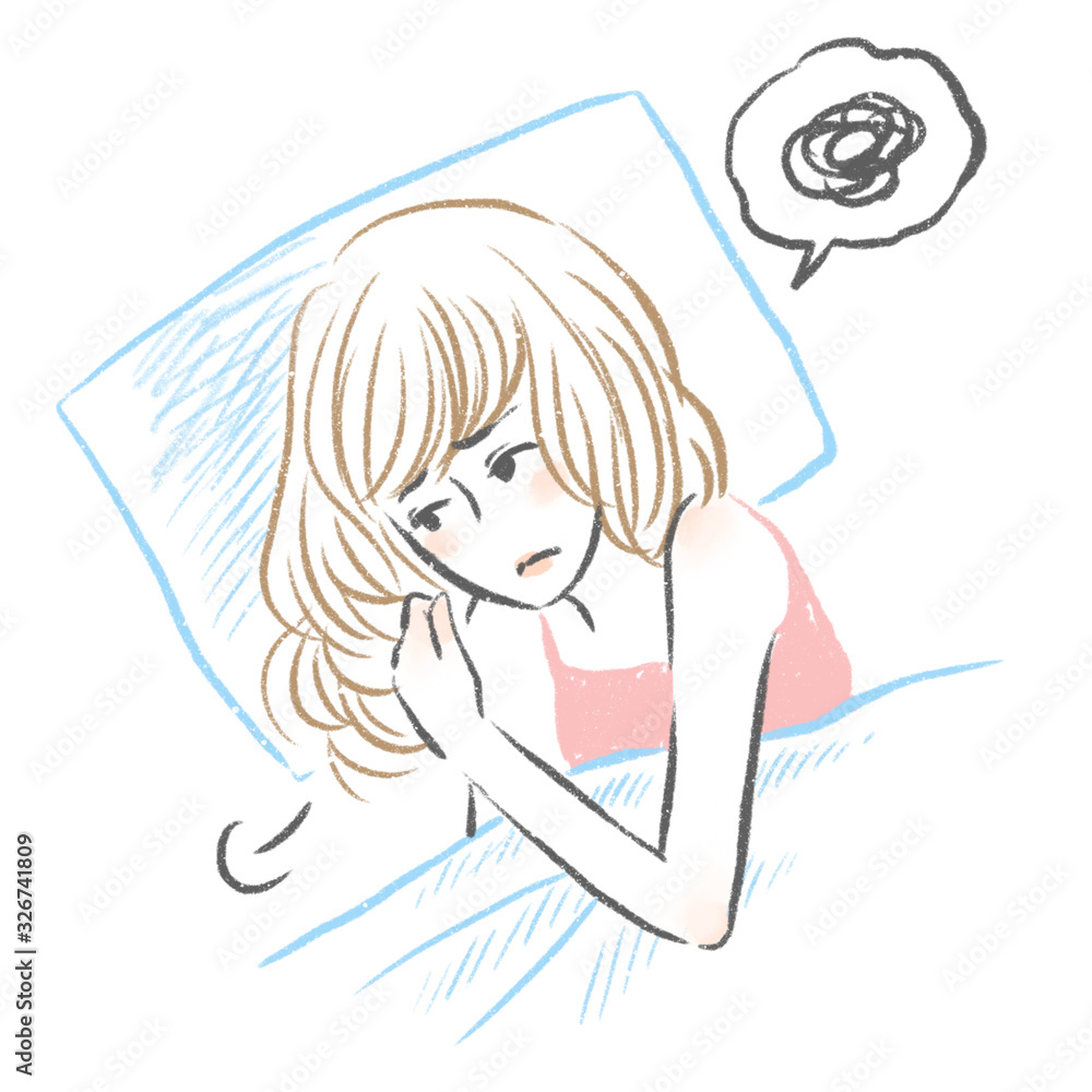 illustration of lady lying on bed
