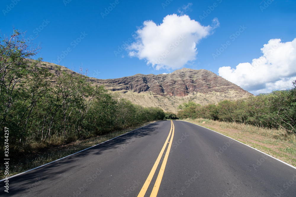 Road in Makaha Valley Oahu Hawaii