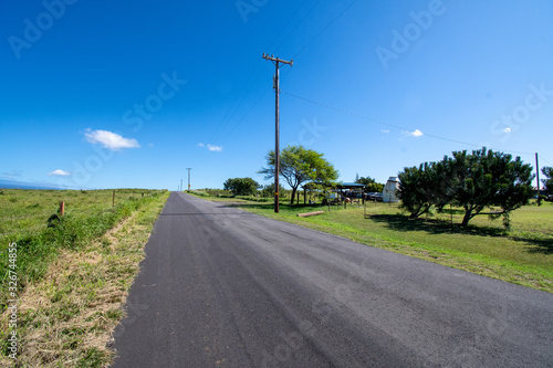Small road and electric poles in north Big Island Hawaii